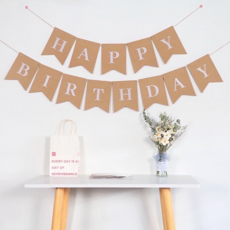 Dây cờ happy birthday trang trí sinh nhật phong cách hàn quốc