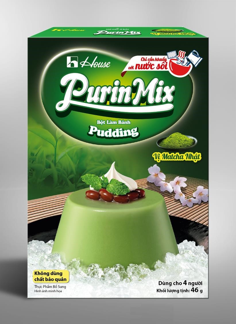 Bột làm bánh pudding ( Purin Mix ) vị  matcha Nhật  46gr