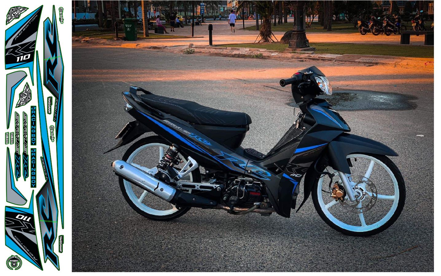 Tem rời sirius RC xanh đen đẹp , mẫu tem RC zin xanh xám cực ngầu , chất liệu Mccal siêu bóng