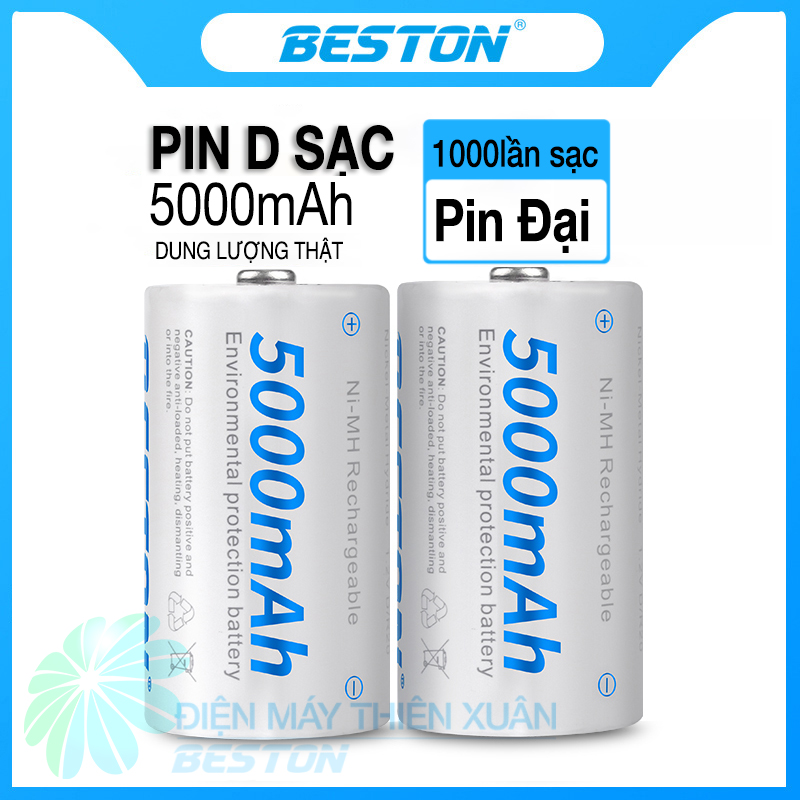 Pin Đai Sạc D 5000mAh (Vỉ 2Pin) Beston Cho Bếp Ga, Đèn Pin, Thiết Bị Công Nghiệp, Pin con ó