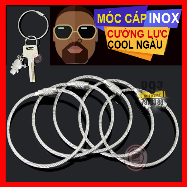 Combo 2 Dây Treo Cáp Inox Móc Chìa Khóa Xe Máy Chìa Khóa Ô Tô Dài 5cm