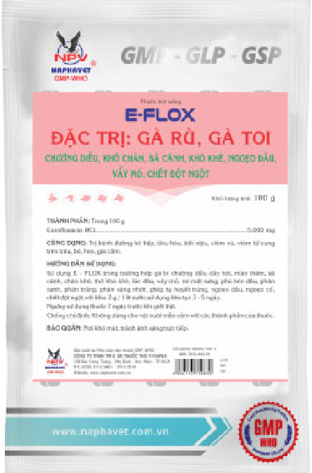 Toi rù gà E-FLOX Tiêu chảy phân xanh trắng, chướng diều,