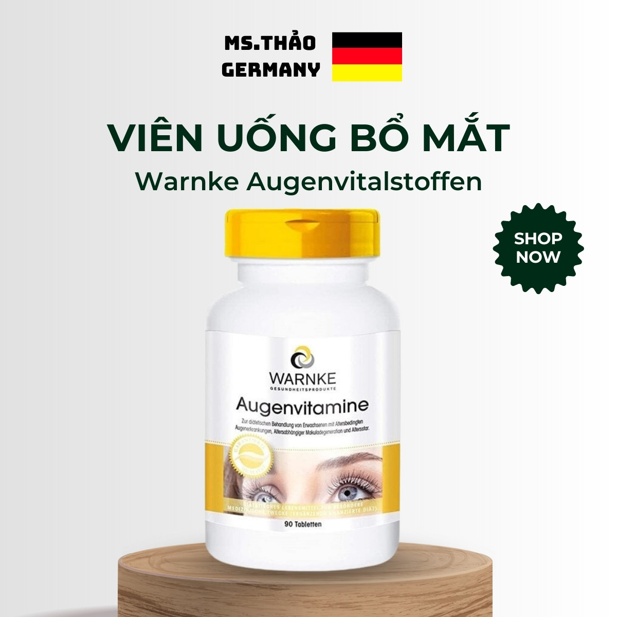 Viên Uống Bổ Mắt Warnke Augenvitalstoffen, Hàng Nội Địa Đức, Lọ 90 Viên