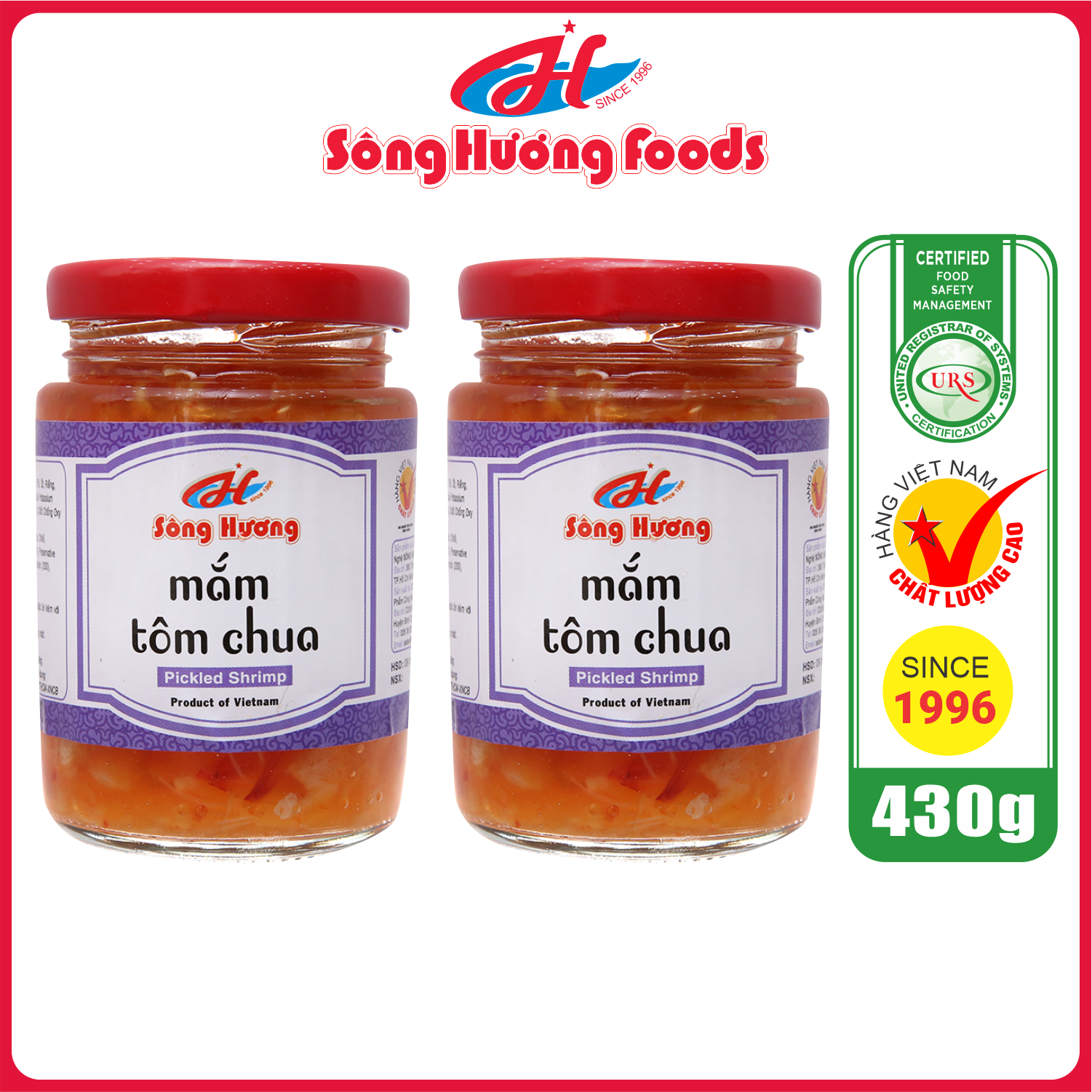 2 Hũ Mắm Tôm Chua Sông Hương Foods Hũ 430g - Ăn kèm , bún , phở , mì tôm , thịt nướng , tốt tiêu hóa