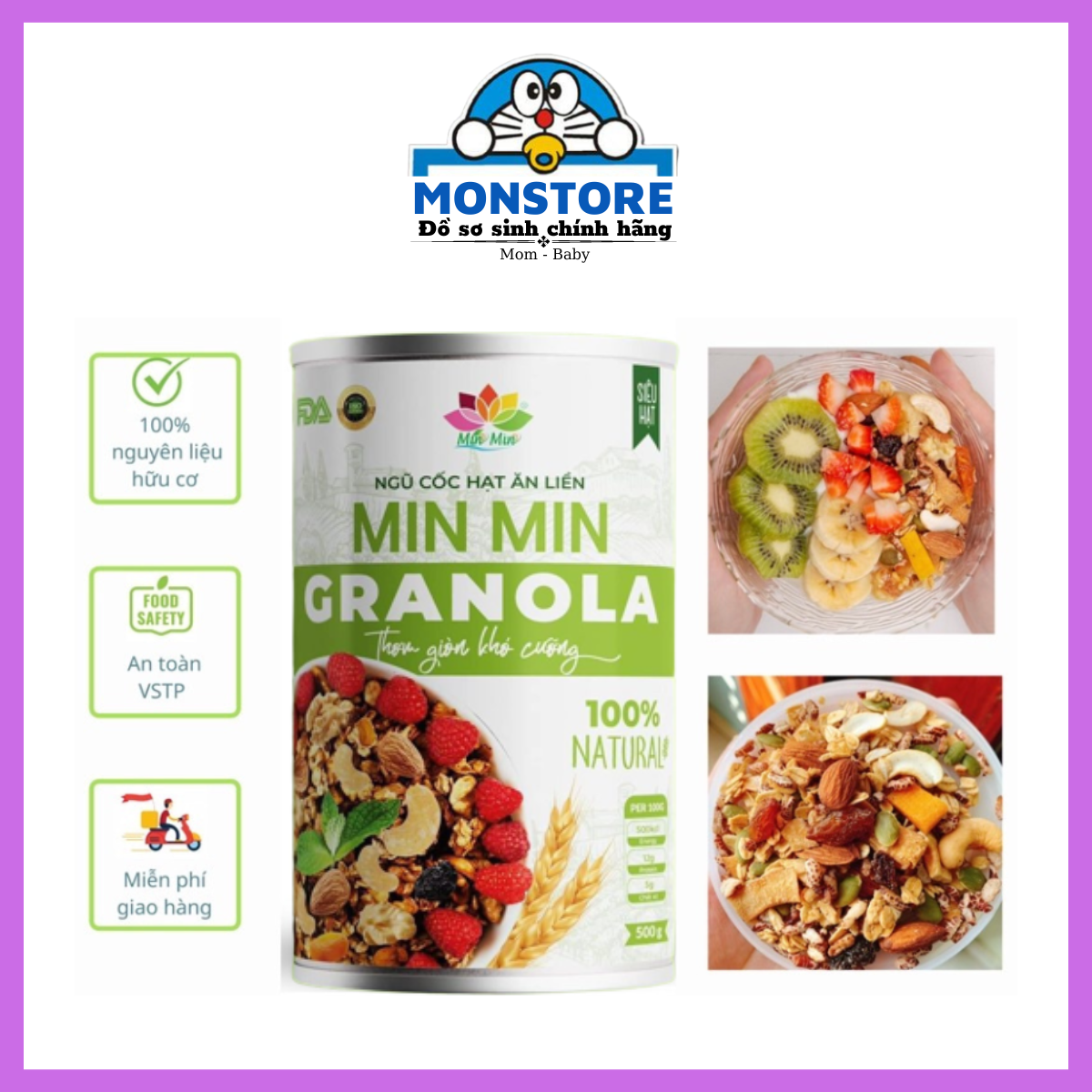 Ngũ cốc hạt Granola Min Min siêu dinh dưỡng, ngũ cốc ăn kiêng
