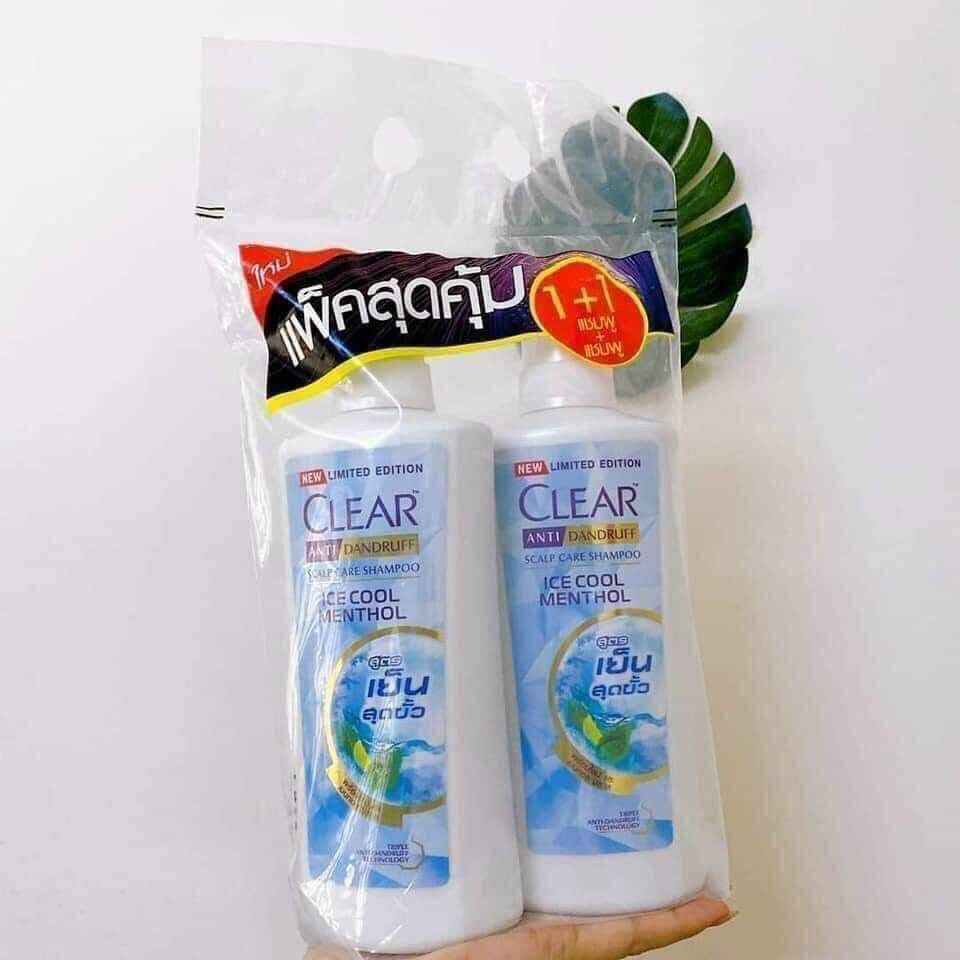 Set 2 dầu gội clear bạc hà/clear men cặp 2 gội 400ml -hàng nội địa thái lan