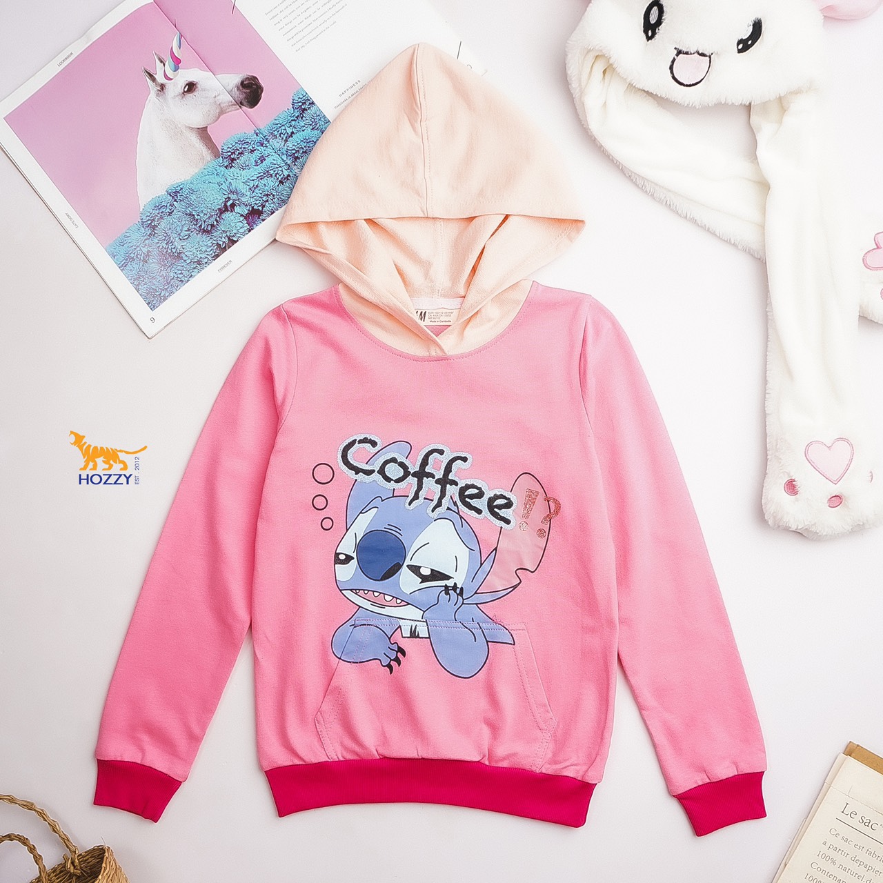 Áo hoodies bé gái hm size 20 - 45kg