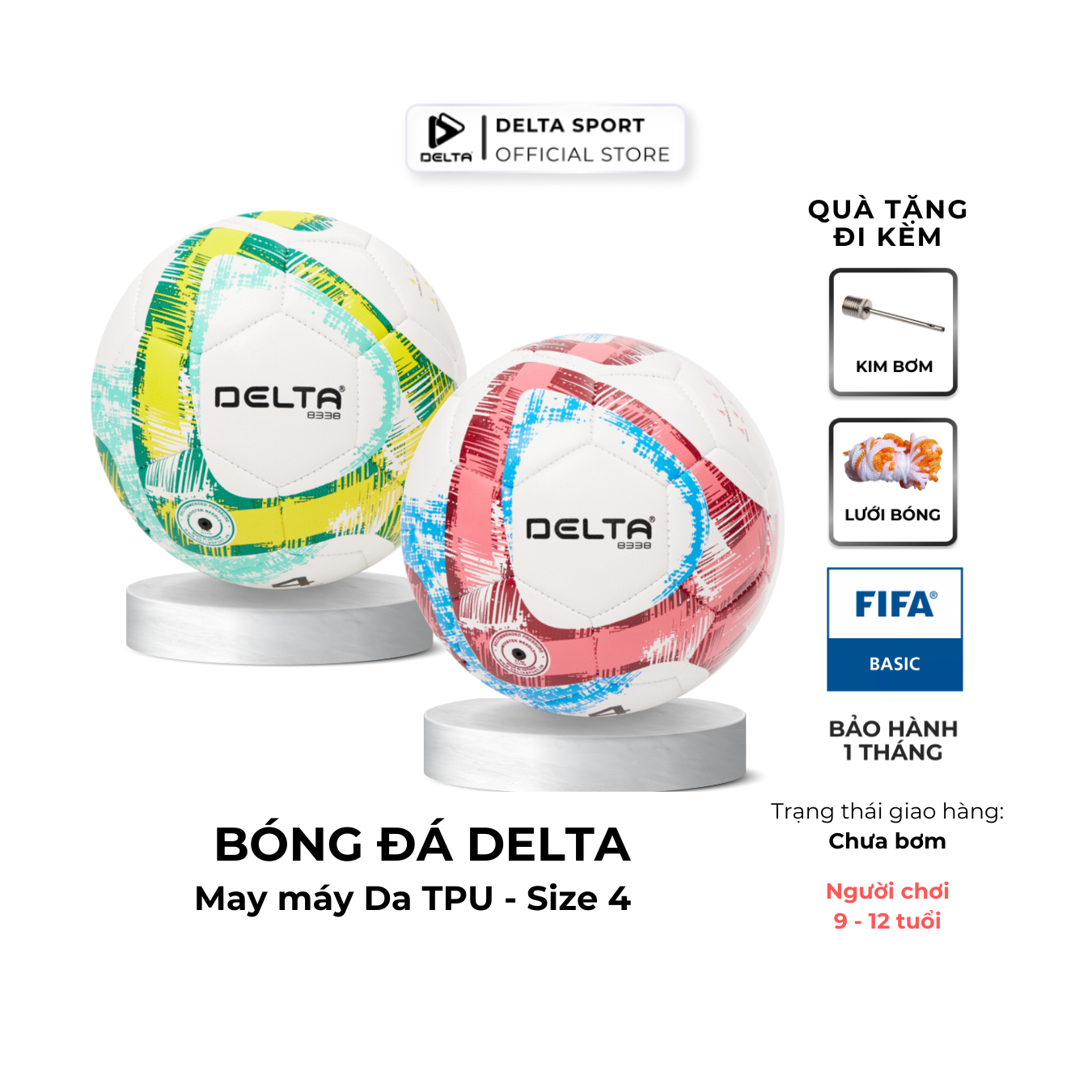 Bóng Đá DELTA 4M Size 4 Chất Liệu Da TPU Chơi Trên Sân Cỏ Nhân Tạo Sử Dụng Cho 9 - 12 Tuổi