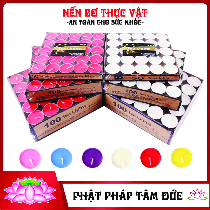 100 viên nến bơ, sáp bơ thực vật an toàn cho sức khỏe không mùi, không khói TeaLight - An toàn nhất Việt Nam