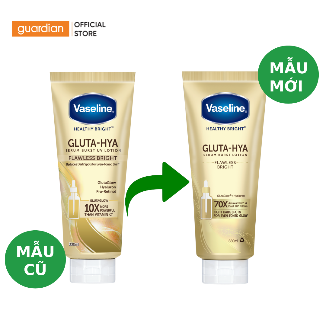 Sữa Dưỡng Thể Sáng Da Chống Nắng Vaseline Healthy Bright Gluta-Hya Serum Brust UV Lotion 330Ml