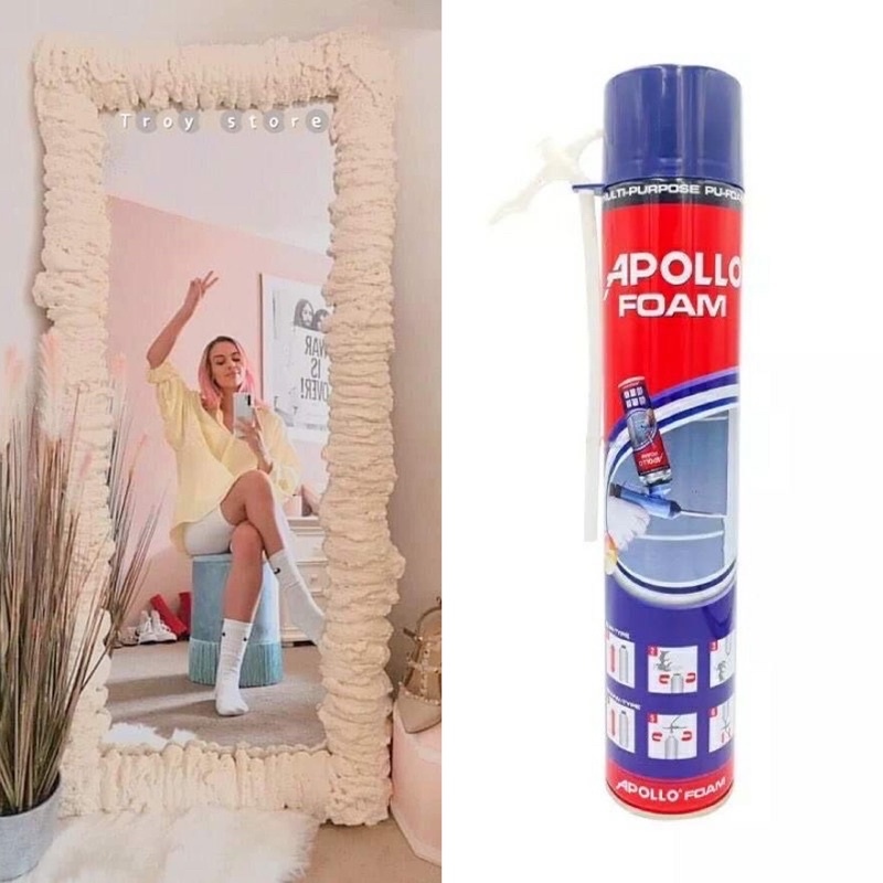 Keo bọt nở APOLLO FOAM 750ml kèm vòi xịt chính hãng / decor trang trí gương mây / tự làm gương mây hot tiktok