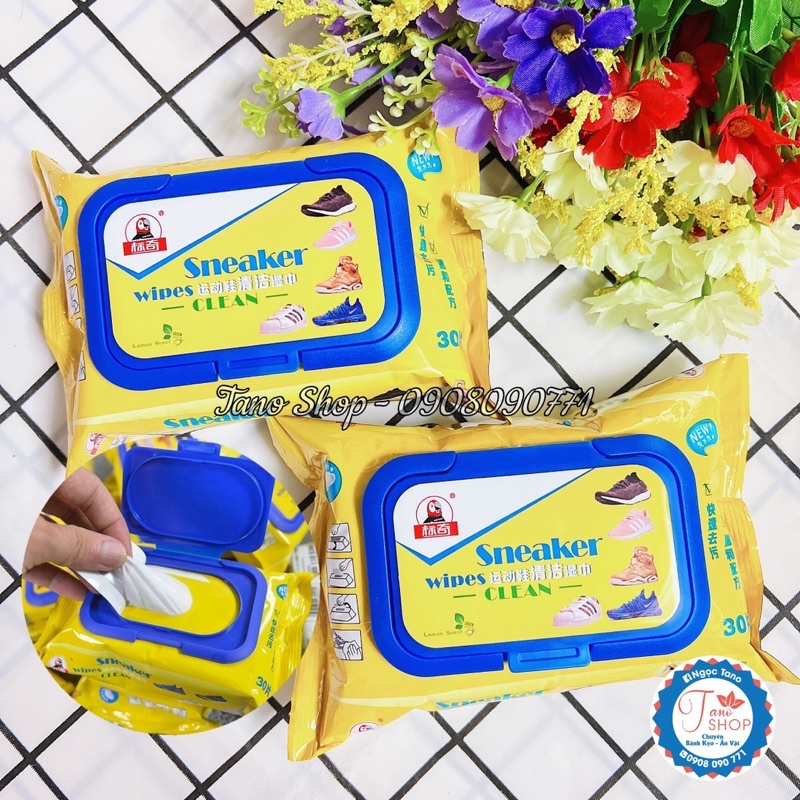 Một gói 30 tờ khăn giấy ướt lau giày siêu sạch Sneaker Wipes Clean