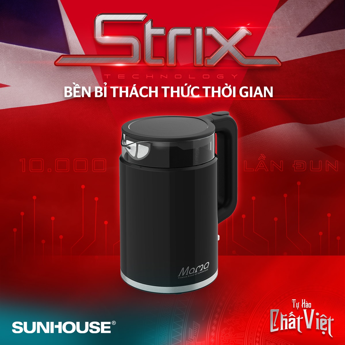 [7 NGÀY ĐỔI MỚI ] Ấm Siêu Tốc , Bình đun siêu tốc Thủy Tinh SUNHOUSE MAMA SHD1330 1.7L ,1850W , BẢO HÀNH 24 THÁNG TOÀN QUỐC , 2 LỚP