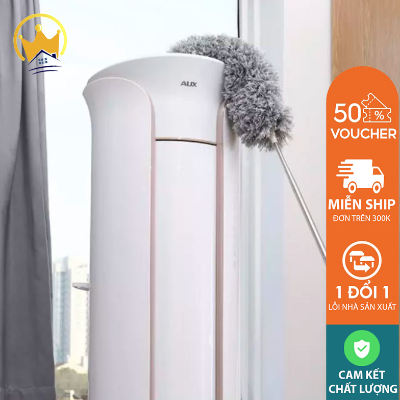 Chổi quét trần bằng sợi vải siêu nhỏ inox cán dài cao cấp đầu chổi linh hoạt