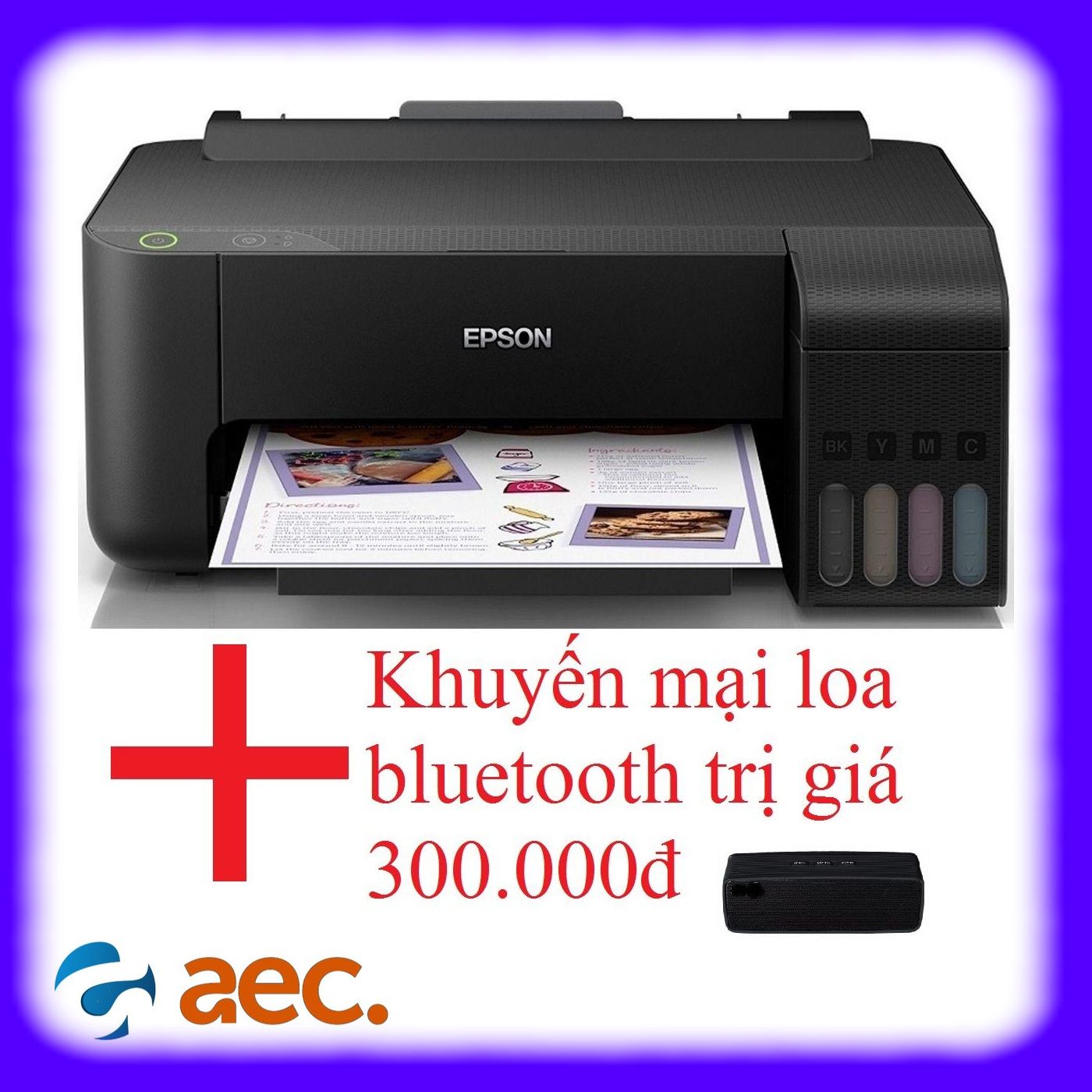 [Trả góp 0%]Máy in phun màu Epson L1110 đã bao gồm 4 bình mực ngoài đi kèm + Khuyến mại loa bluetooth trị giá 300.000đ