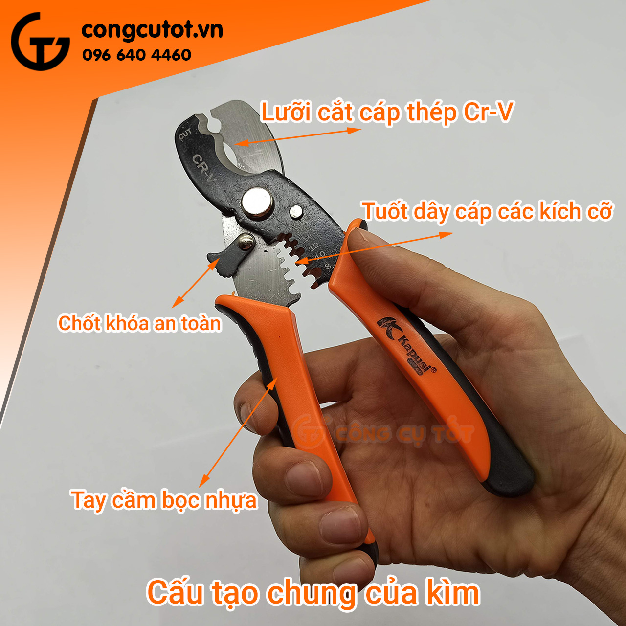 Kìm cắt và tuốt dây điện Kapusi Nhật Bản K-9103