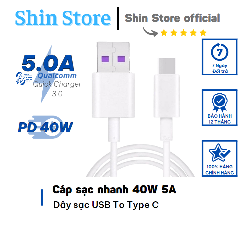 Dây cáp sạc nhanh 40w 5a type c 0.25m/1m/1,5m/2m siêu bền cho xiaomi/samsung/huawei/vivo/oppo