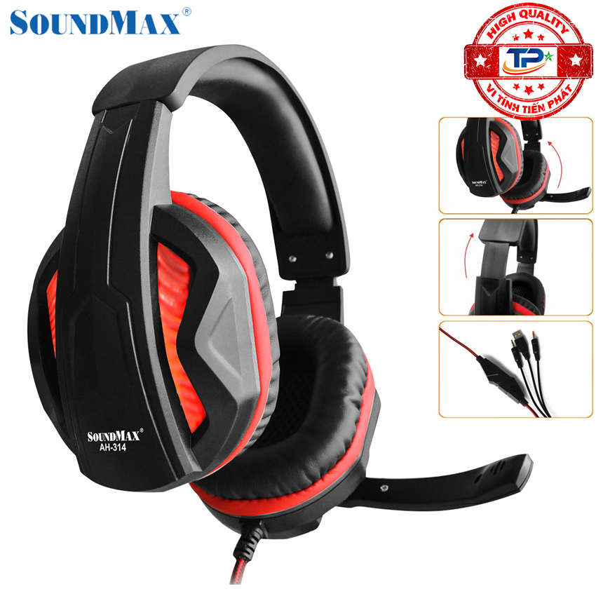 Tai nghe chuyên game chụp tai soundmax ah-314 chuyên nghiệp có led - headphone ah314