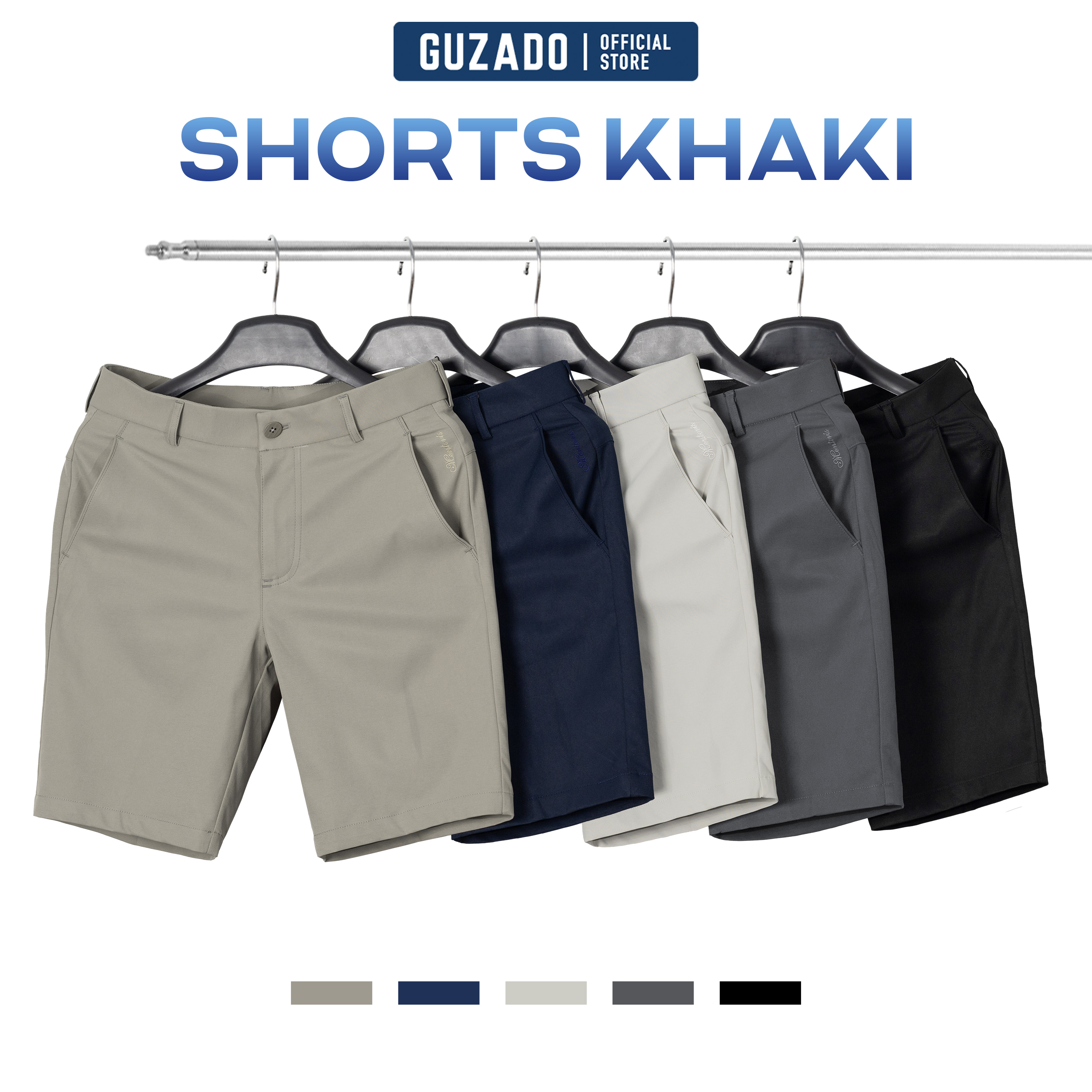 Quần Short GUZADO Chất Vải Khaki Cao Cấp Dày Dặn Mix Đồ Dễ Dàng Với 6 Màu Hot Trend GSR16