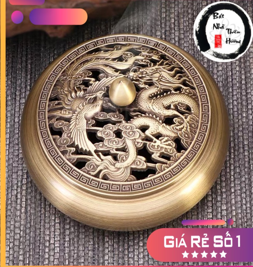 Lư Xông Trầm Hương [Tặng đế nỉ chống cháy + chân nhang bằng đồng] Bằng Đồng Đúc Nguyên Khối Cao Cấp Thiết Kế Tinh Xảo
