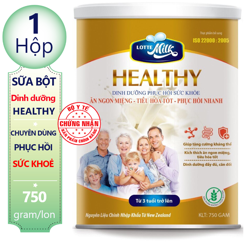 01 lon sữa bột Healthy Lotte milk dành cho người bệnh cần hồi phục sức