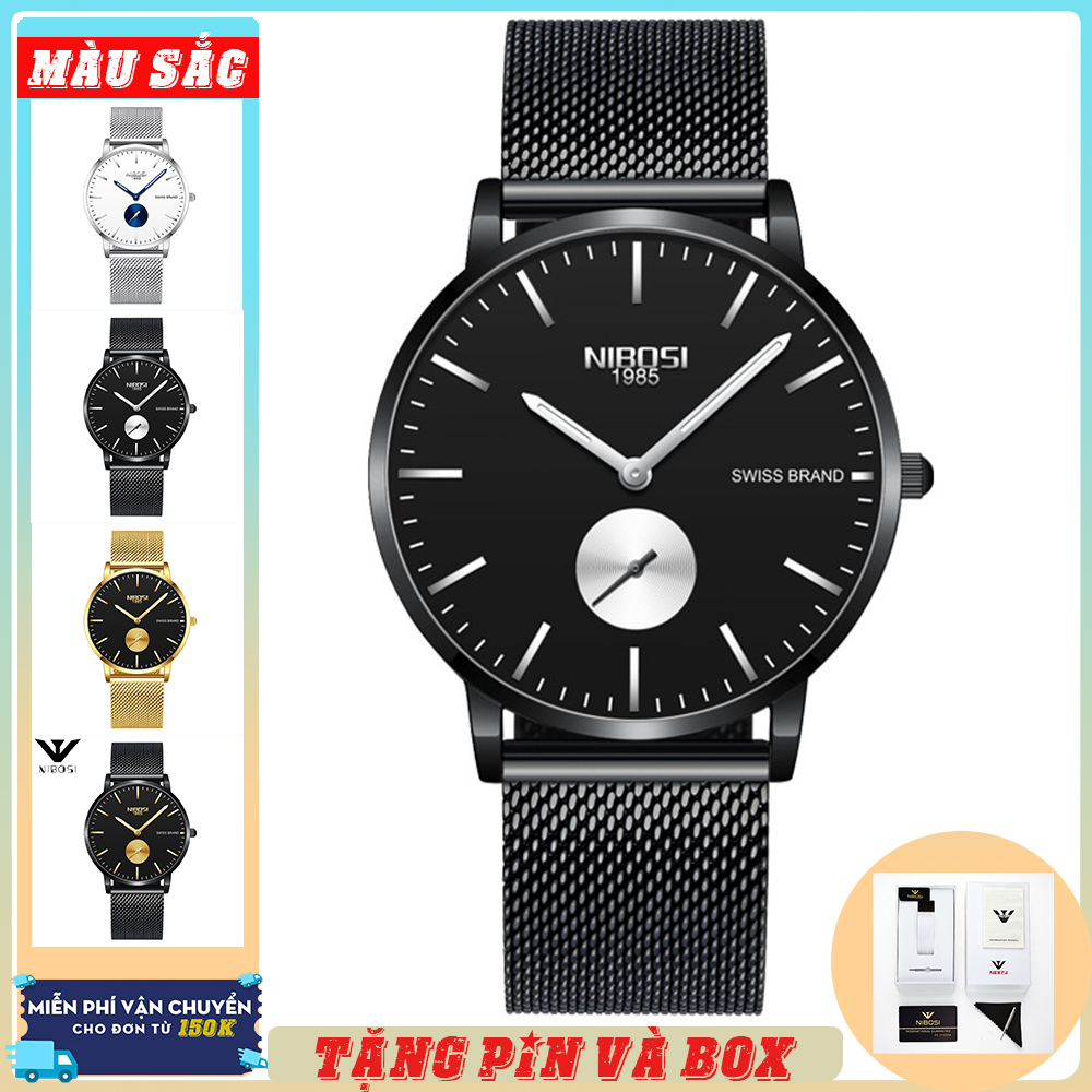 Đồng hồ nam dây nhuyễn siêu mỏng Nibosi 2361 2.5 kim thời trang sang trọng (FULLBOX NIBOSI BẢO HÀNH 12 THÁNG)