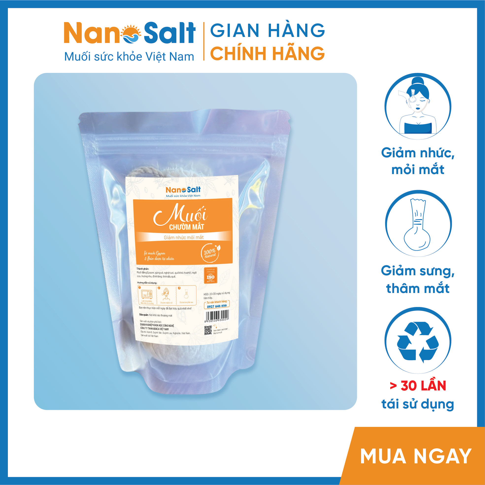 Cây muối chườm mắt thảo dược giảm nhức mỏi mắt, giảm sưng, giảm thâm mắt