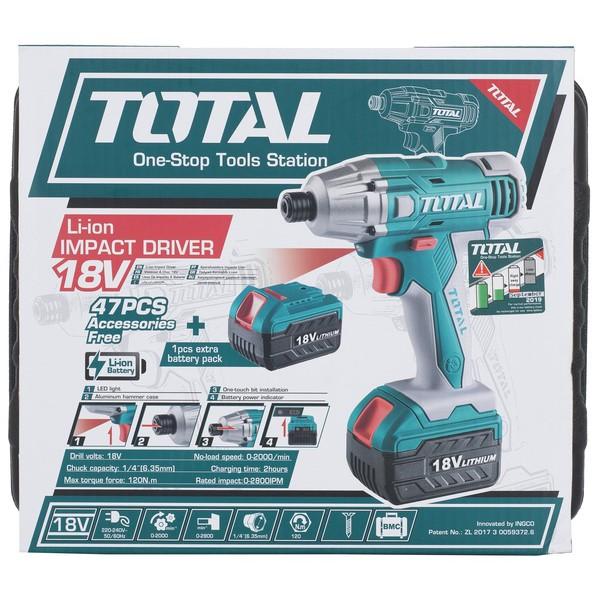 Máy vặn siết vít dùng pin li-ion total tidli228181 18v kèm bộ phụ kiện 13 món - bảo hành 6 tháng
