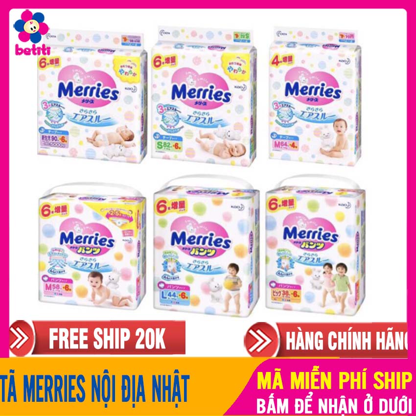 Bỉm/Tã Dán/ Tã Quần MERRIES Nội Địa Nhật Đủ Size NB76/ S70/ M54/ M58/L44/XL38 Giúp Bé Yêu Thoải Mái Hoạt Động - Tã Dán Merries Cho Trẻ Sơ Sinh, Tã Quần Cho Bé