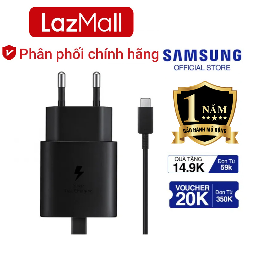 Bộ sạc nhanh Samsung 25W, Củ sạc nhanh Samsung Cổng Type C cho Samsung Note 10 Note 20 A71 A70 A80 A90 S20 S20+ S20 UltraL và Oppo Xiaomi Vivo