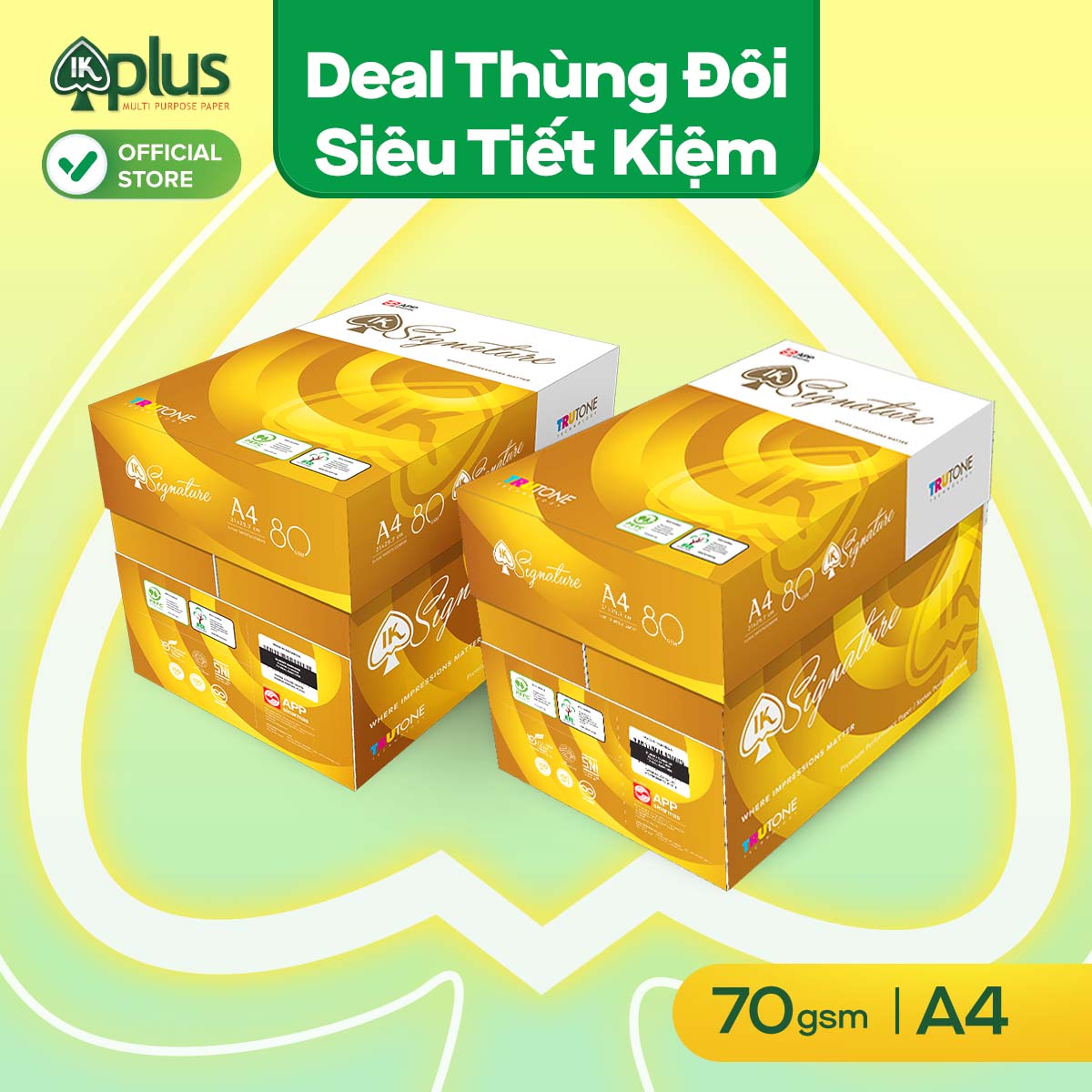 Combo 2 Thùng giấy IK Signature A4 80gsm - Giấy photo, giấy in văn phong, giấy vẽ - Hàng chính hãng