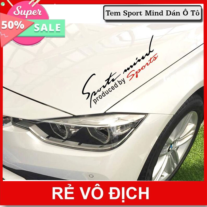 Tem dán Sport mind lên nắp capo ô tô