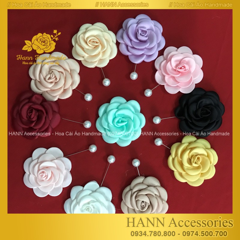 Hoa cài áo handmade chất liệu vải cao cấp phụ kiện thời trang sang chảnh - Tag Hoa Cài Áo Váy Handmade