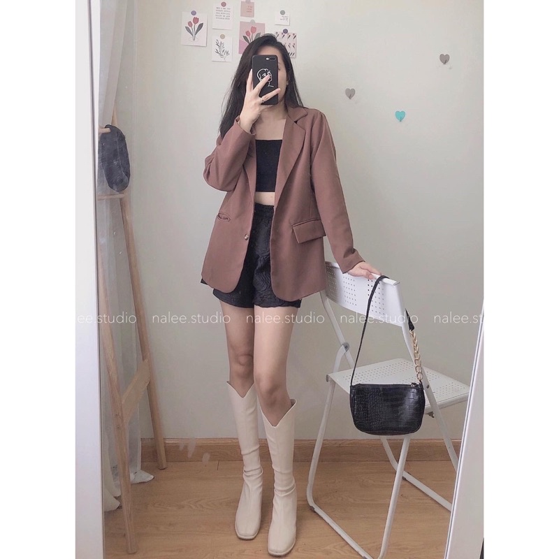 Khoác vest /blazer 2 lớp hàng thiết kế vải đẹp màu đen,nâu,nâu nhạt