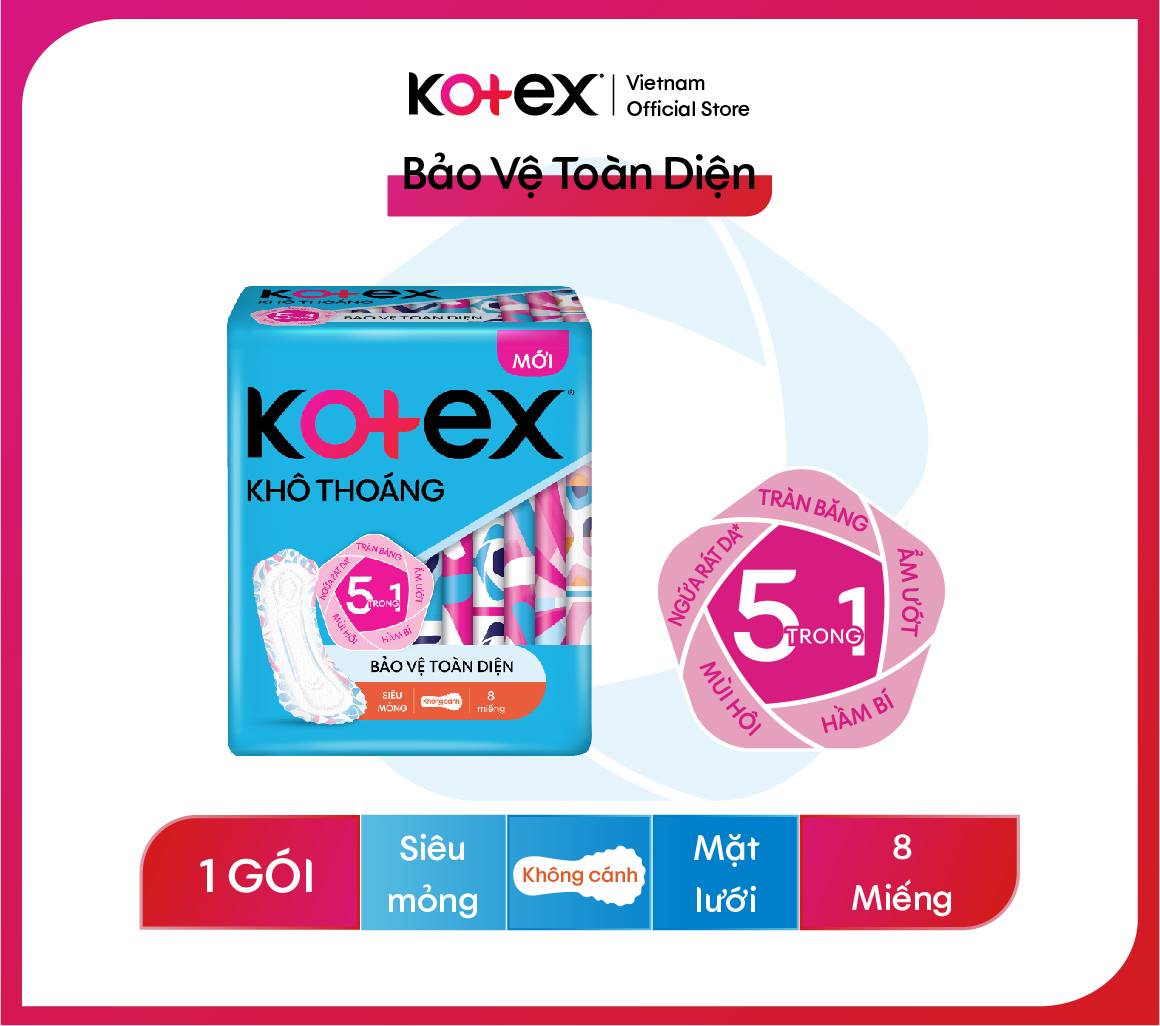 Băng vệ sinh Kotex khô thoáng siêu mỏng không cánh 8 miếng