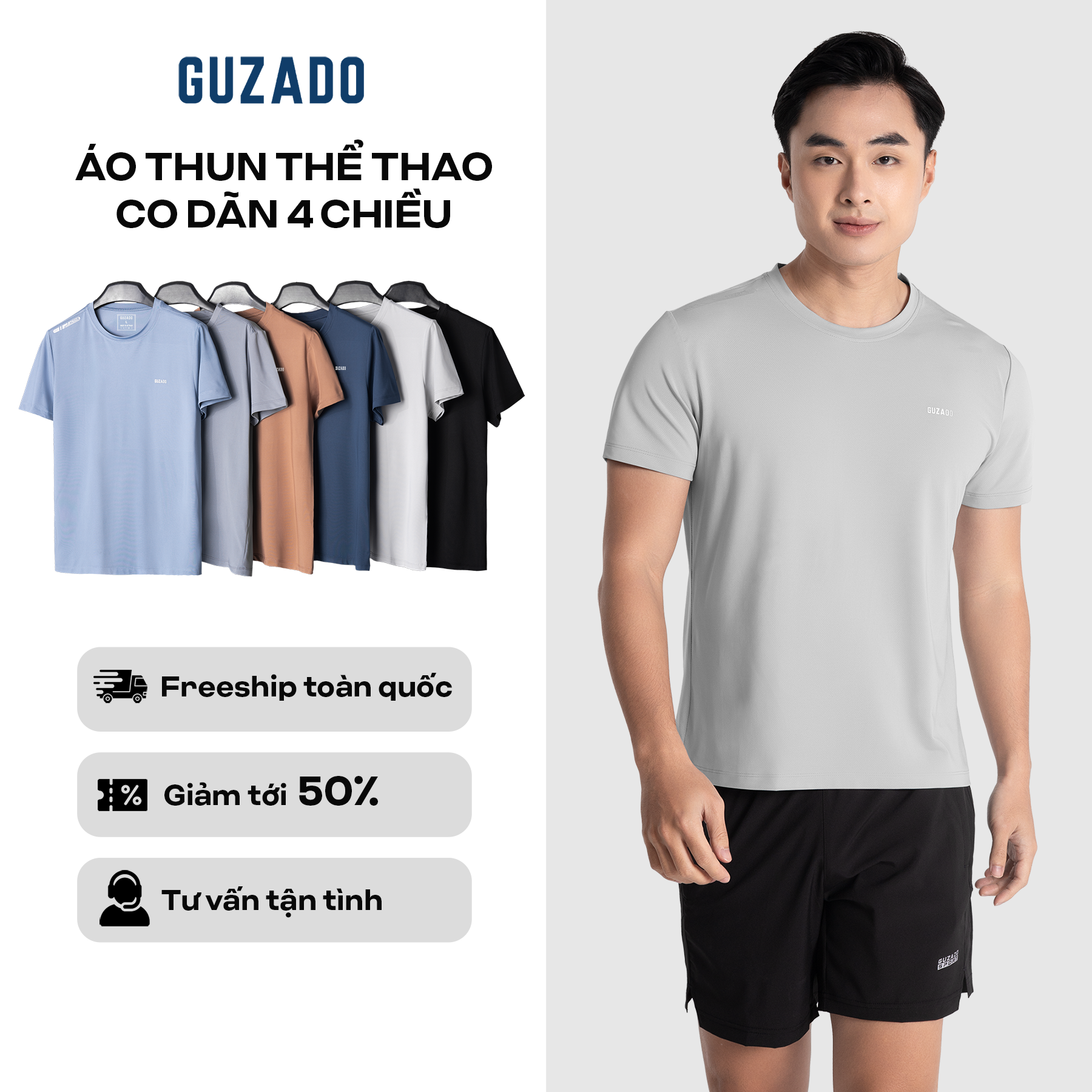  Áo Thun Thể Thao Thương Hiệu GUZADO Chất Vải Thun Lạnh Màu Sắc Đa Dạng Thích Hợp Với Các Hoạt Động Thể Dục Thể Thao GTS06 