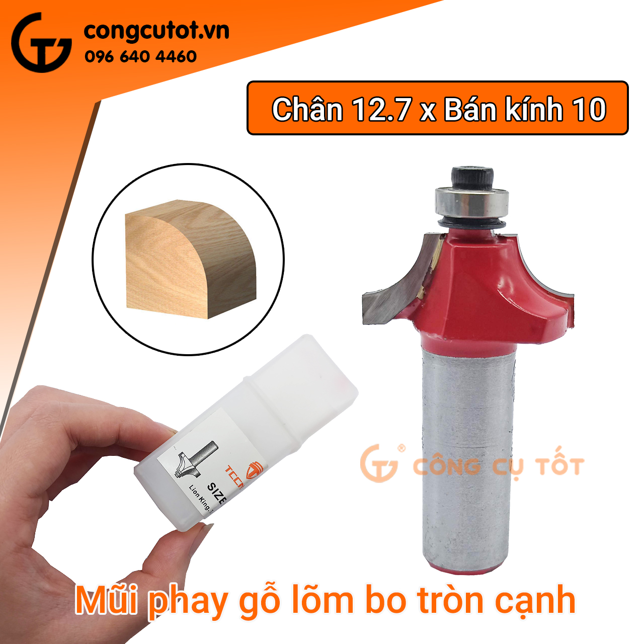 Mũi phay gỗ lõm bo tròn cạnh chân 12.7