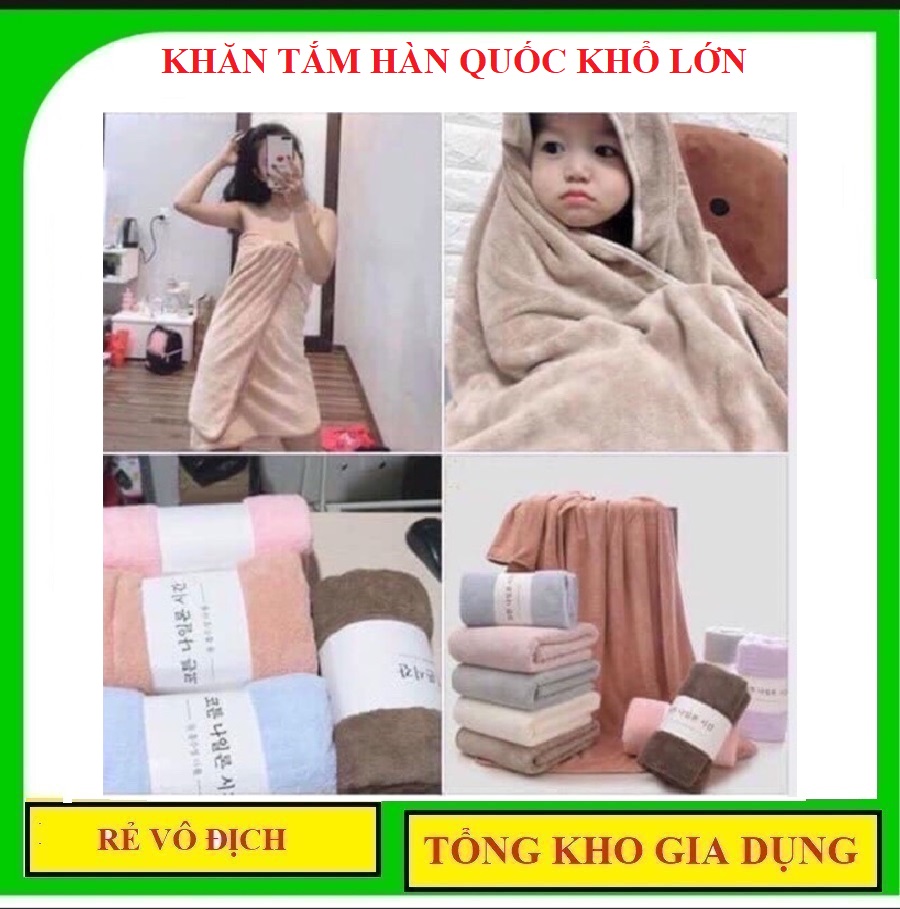 Khăn tắm xuất hàn, khăn tắm cho bé, siêu thấm hút, khử mùi kháng khuẩn, mềm mại, kích cỡ 70x140cm