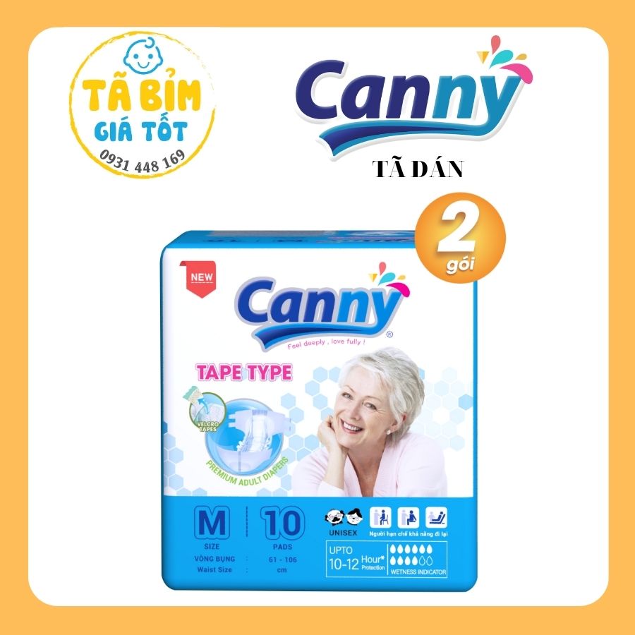 Bộ 2 gói Tã dán Canny siêu thấm Size M10 miếng - dành cho người lớn tuổi