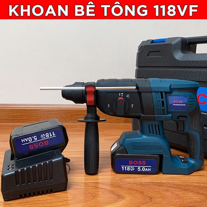 Máy Khoan Bê Tông dùng pin BOSS 118V động cơ Lõi Đồng ko chổi than