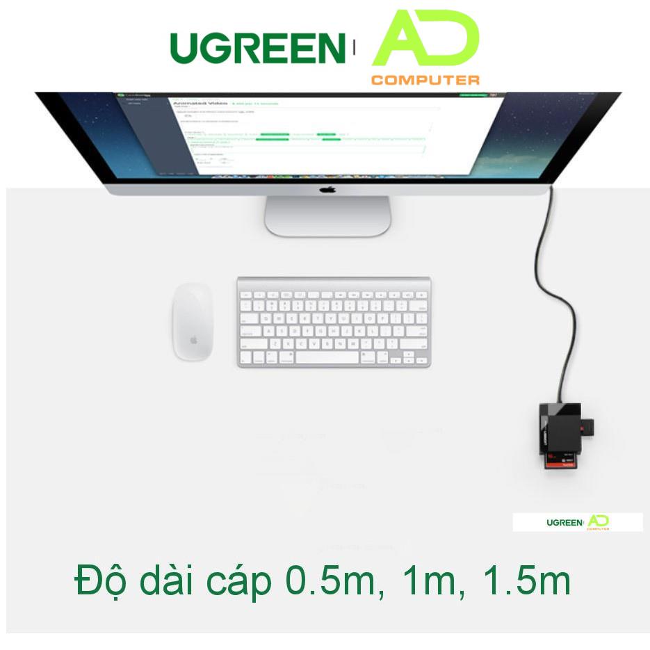 Đầu đọc thẻ USB 3.0 hỗ trợ thẻ TF SD CF MS dài 0.5-1.5m UGREEN CR125
