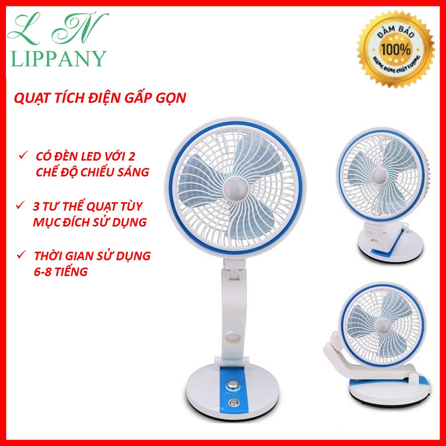 Quạt Tích Điện Gấp Gọn Để Bàn Xoay 180 Độ, Quạt Tích Điện Có Đèn Xoay Được Nhiều Tư Thế