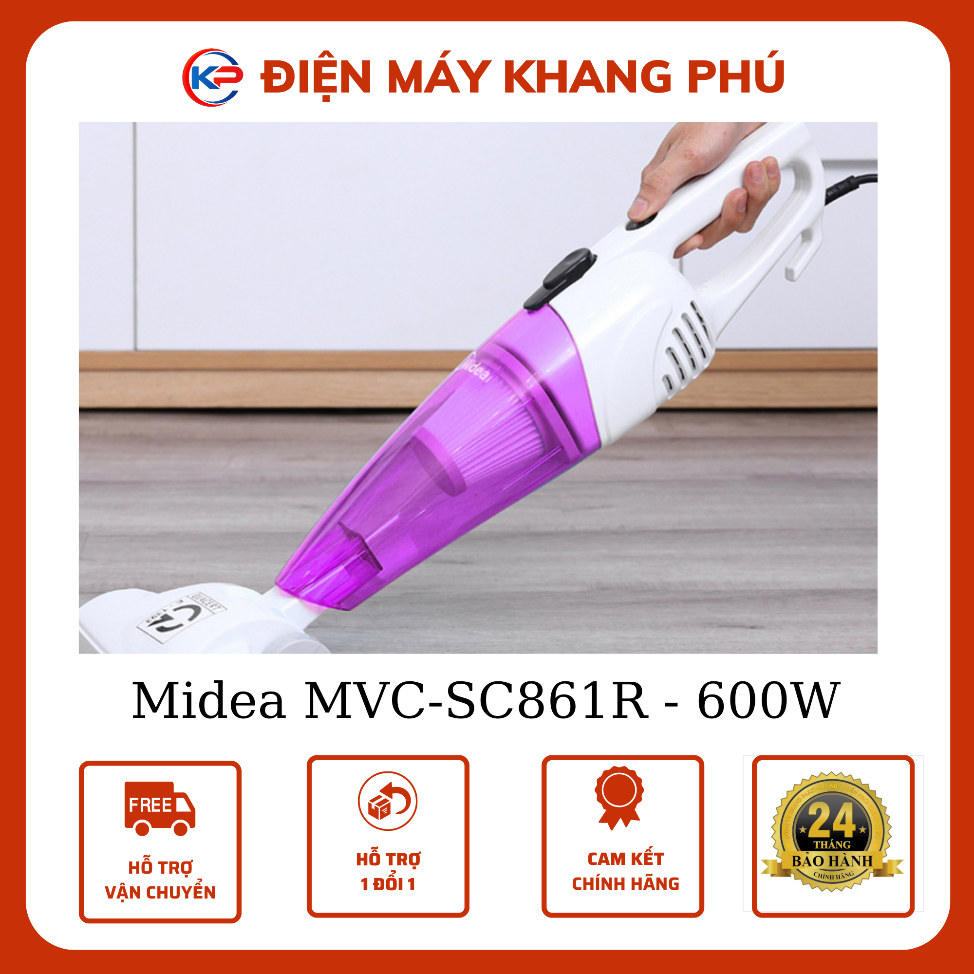 Máy hút bụi midea mvc-sc861r 600w - hàng chính hãng - bảo hành 12 tháng