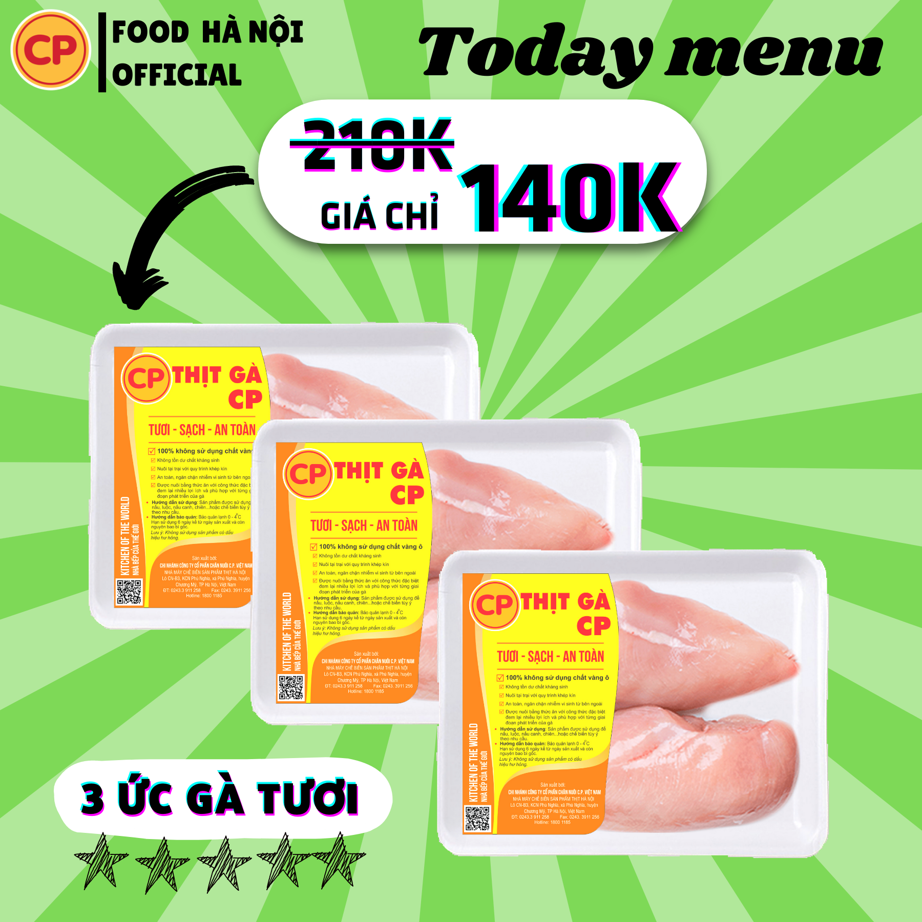 Combo TODAY MENU khay gà CP nhiều loại