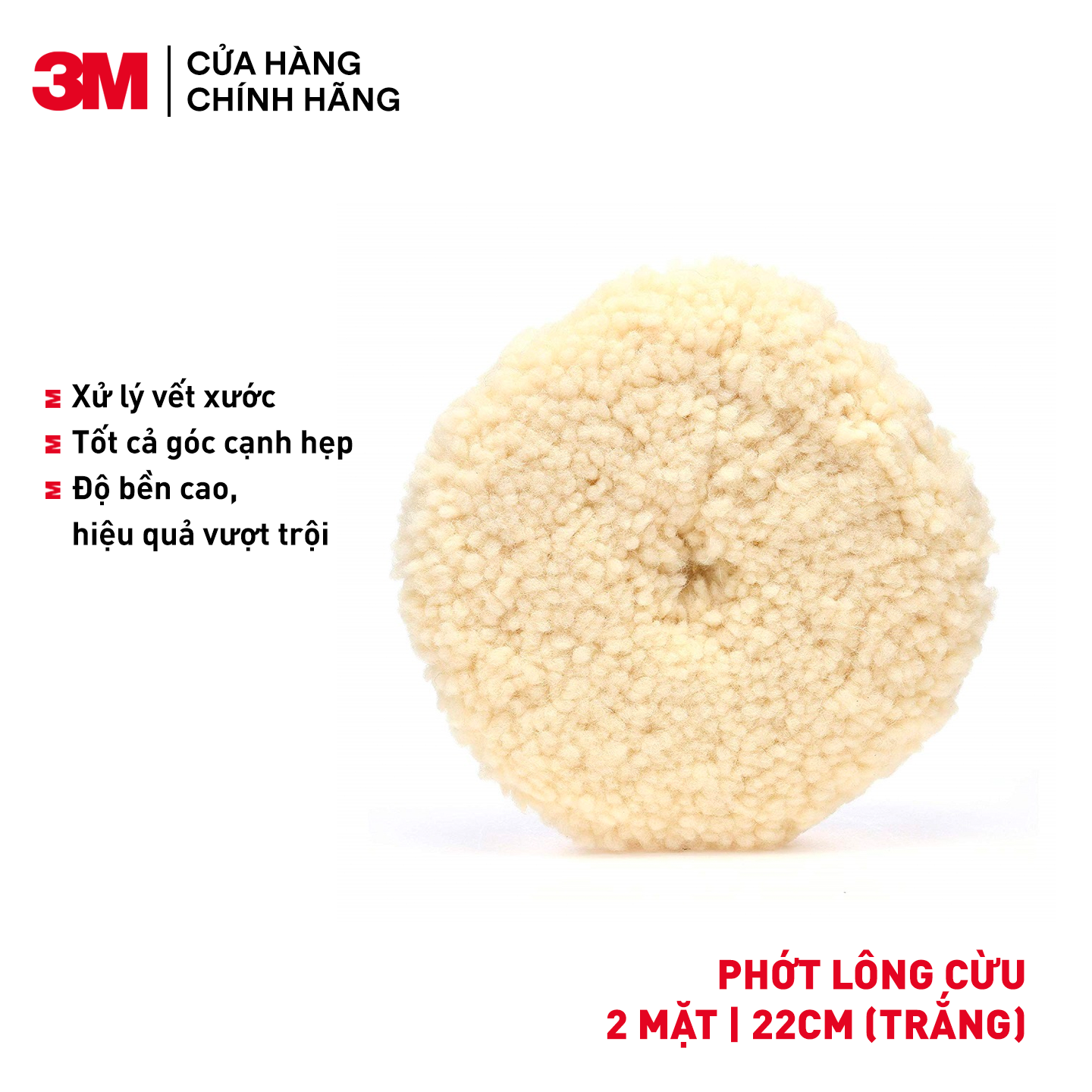 Phớt lông cừu 2 mặt 3M 33280 (Trắng)