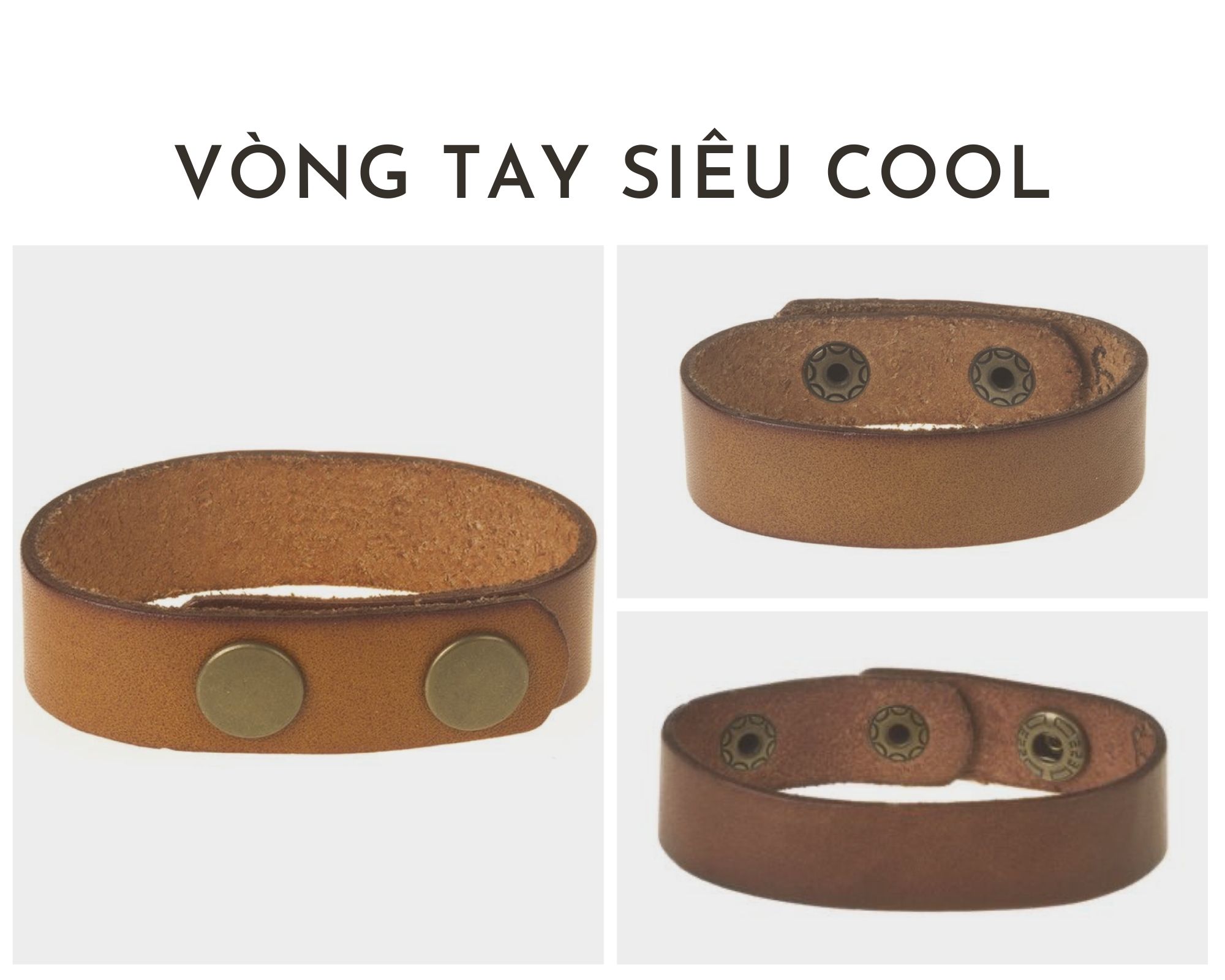 [HCM]Vòng tay da bò 2 chế độ tăng chỉnh VT001 Có clip