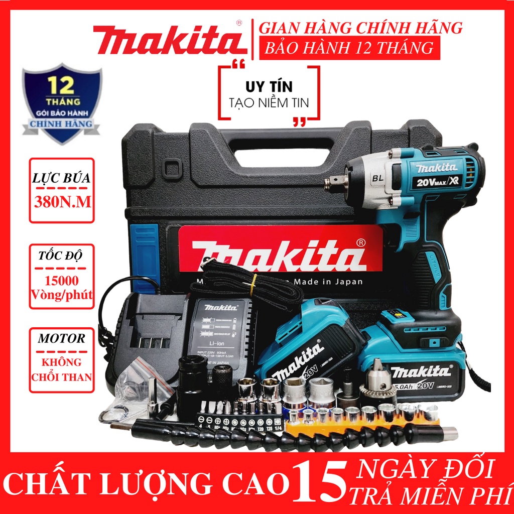Máy siết bulong, máy vặn bulong pin makita 20v lõi đồng c26