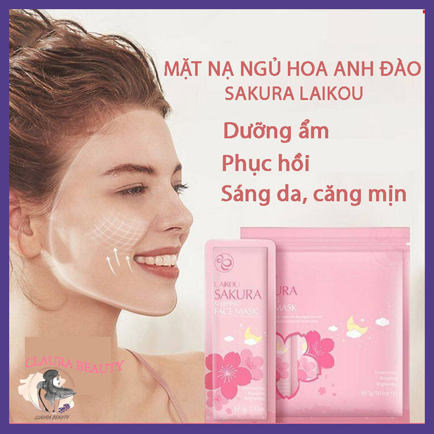 [HCM][15 Gói]Mặt Nạ Ngủ Hoa Anh Đào Mặt Nạ Ngủ Sakura Mặt Nạ Ngủ Laikou Claura Beauty CBHAD