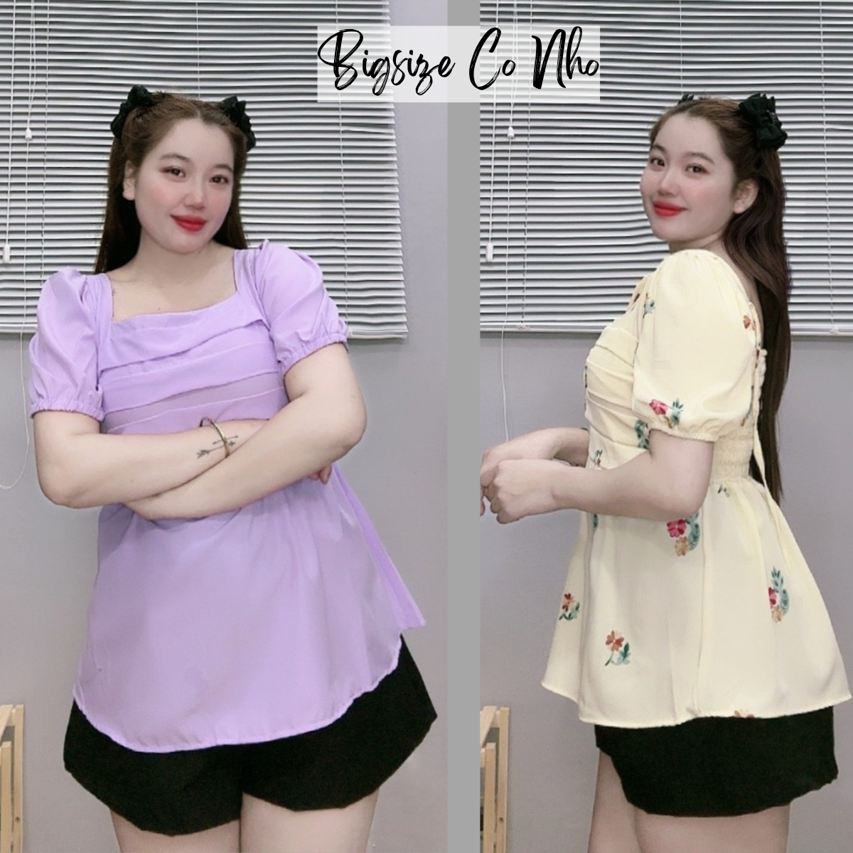 Set đồ bộ bigsize nữ quần short ngắn eo co giãn và áo baby doll cute nhiều màu sắc dành cho nàng mũm mĩm 5895 kg SET55