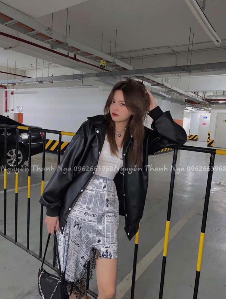 Áo khoác da nữ , áo kiểu nữ cá tính thu đông [ DA BOMBER ]
